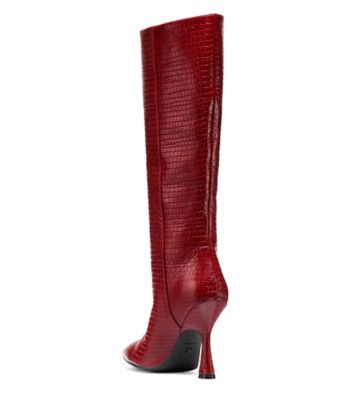 Stuart Weitzman,PARTON,Boot,Cuir embossé en crocodile,Rouge chili