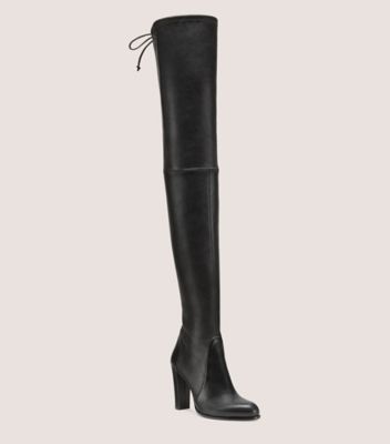 Stuart Weitzman,Highland,Boot,Stretch Nappa Leather,Black,Side View