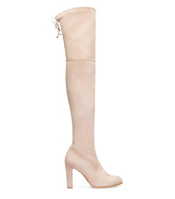 Stuart Weitzman,HIGHLAND,Boot,Suède extensible,Taupe Dolce
