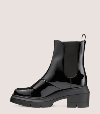 Stuart Weitzman,Bottine Norah Chelsea,Bootie,Cuir verni,Noir