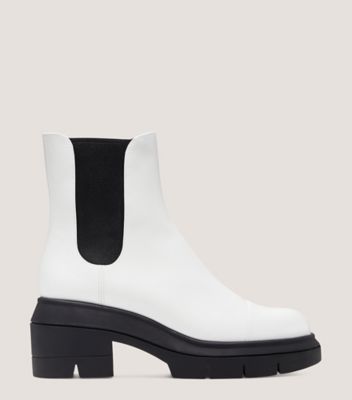 Stuart Weitzman,NORAH,Bootie,Cuir,Blanc,Front View