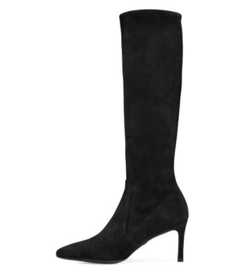 Stuart Weitzman,WANESSA 75,Boot,Suède extensible,Gris flanelle