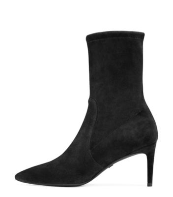 Stuart Weitzman,WREN 75,Bootie,Suède extensible,Noir