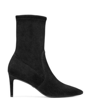 Stuart Weitzman,WREN 75,Bootie,Suède extensible,Noir,Front View