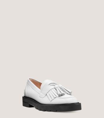 Stuart Weitzman,Mila Lift,Loafer,Leather,White,Side View