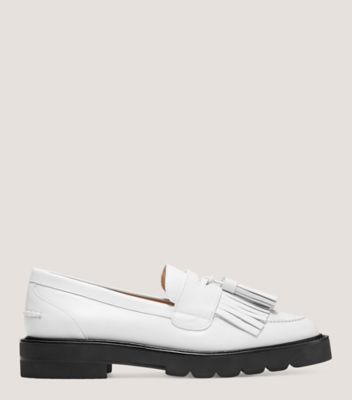 Stuart Weitzman,Mila Lift,Loafer,Leather,White,Front View