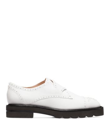 Stuart Weitzman,JACKSON LIFT,Loafer,Cuir,Blanc,Front View