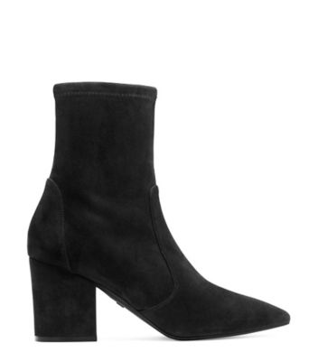 Stuart Weitzman,VERNELL 75,Bootie,Suède extensible,Noir,Front View