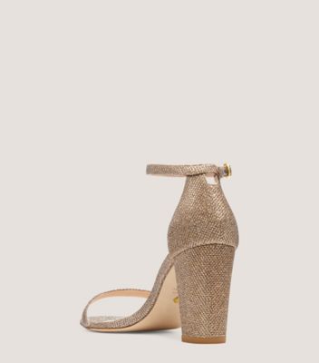 Stuart Weitzman,Nearlynude Strap Sandal,Sandal,Noir,Rehearsal Dinner,Platinum,Back View