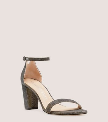 Stuart Weitzman,Nearlynude Strap Sandal,Sandal,Nocturn lamé,Rehearsal Dinner,Pyrite,Side View