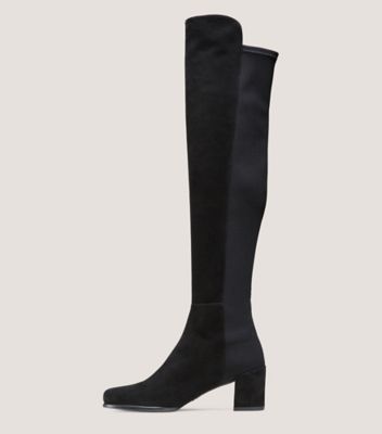 Stuart Weitzman,CITY BLOCK BOOT,Suede,Leather,Rubber,Boots,Mixed Media,Day Party,Black