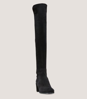 Stuart Weitzman,CITY BLOCK BOOT,Suede,Leather,Rubber,Boots,Mixed Media,Day Party,Black,Side View