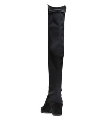 Stuart Weitzman,CITY BLOCK BOOT,Suede,Leather,Rubber,Boots,Mixed Media,Day Party,Navy,Back View