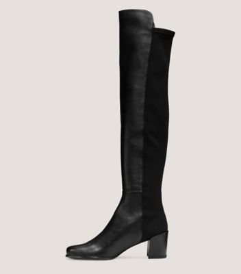 Stuart Weitzman,CITY BLOCK BOOT,Leather,Rubber,Nappa Leather,Boots,Mixed Media,Flexible,Day Party,Black