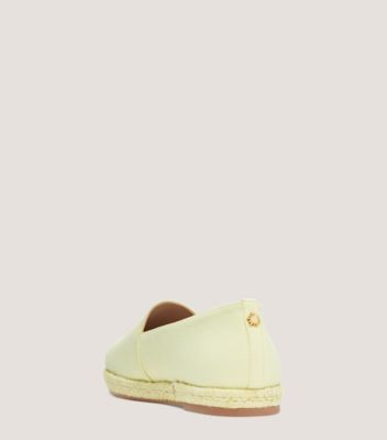 Stuart Weitzman,Dree Flat Espadrille,Flat,Canvas,Pale Yellow,Back View