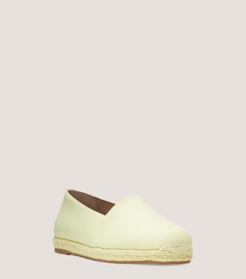 Stuart Weitzman,Dree Flat Espadrille,Flat,Canvas,Pale Yellow,Side View