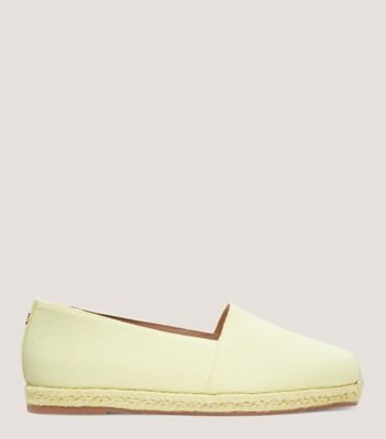 Stuart Weitzman,Dree Flat Espadrille,Flat,Canvas,Pale Yellow,Front View