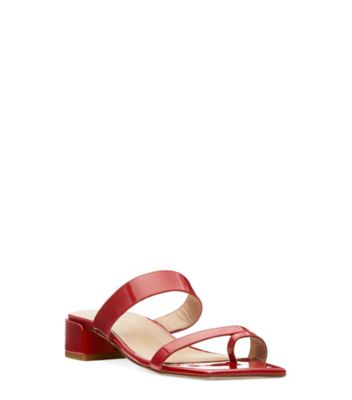 Stuart Weitzman,SANDALE MAISIE 35,Slide,Cuir verni,Rouge chili