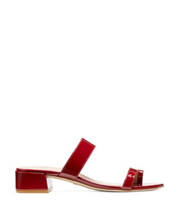 Stuart Weitzman,SANDALE MAISIE 35,Slide,Cuir verni,Rouge chili