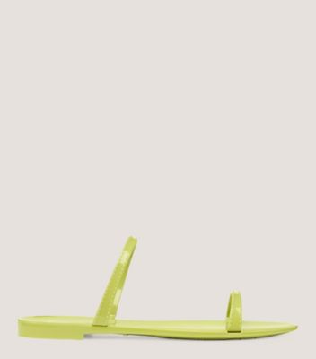 Stuart Weitzman,SAWYER SLIDE SANDAL,Slide,Shine rubber,Electric Lime,Front View