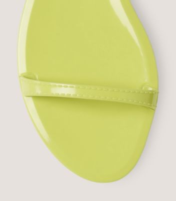 Stuart Weitzman,SAWYER SLIDE SANDAL,Slide,Shine rubber,Electric Lime,top down View