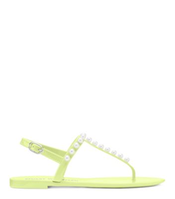 Stuart Weitzman,Sandale Goldie Jelly,Sandal,Caoutchouc brillant,Réception De Mariage,Voyage De Noces,Lime électrique