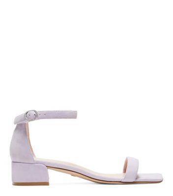 Stuart Weitzman,NUDISTJUNE SQUARE,Sandal,Suede,Wisteria Purple,Front View