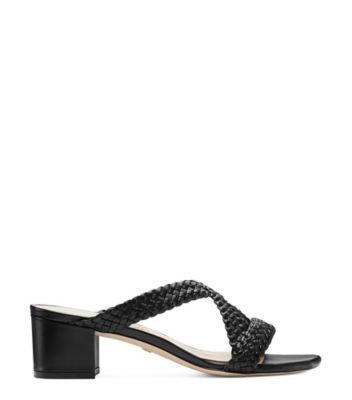 Stuart Weitzman,SANDALE ROSIE 50,Slide,Cuir tissé,Noir,Front View