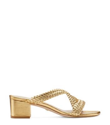 Stuart Weitzman,SANDALE ROSIE 50,Slide,Tissu tissé métallique,Or