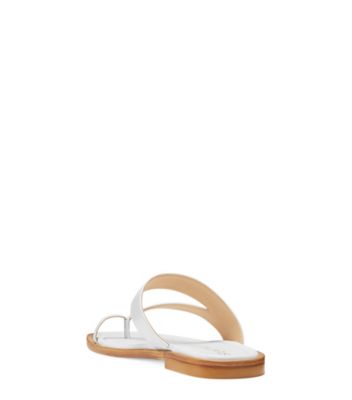 Stuart Weitzman,Sandale plate Lyla,Slide,Cuir nappa verni,Blanc