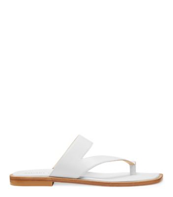 Stuart Weitzman,Sandale plate Lyla,Slide,Cuir nappa verni,Blanc