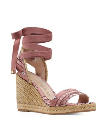 Stuart Weitzman,ILLEANA,Sandal,Tissu tissé à imprimé de bandana,Poudré naturel