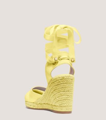Stuart Weitzman,Espadrille à talon compensé Marguerita,Sandal,Toile,Jaune pâle,Back View