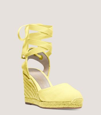 Stuart Weitzman,Espadrille à talon compensé Marguerita,Sandal,Toile,Jaune pâle,Side View