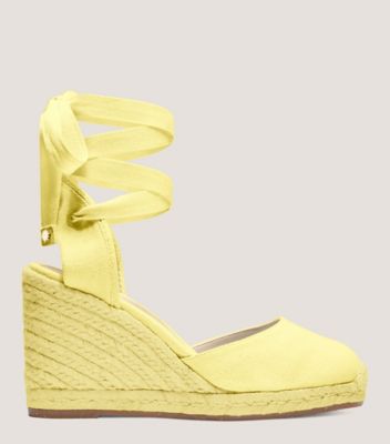 Stuart Weitzman,Espadrille à talon compensé Marguerita,Sandal,Toile,Jaune pâle,Front View