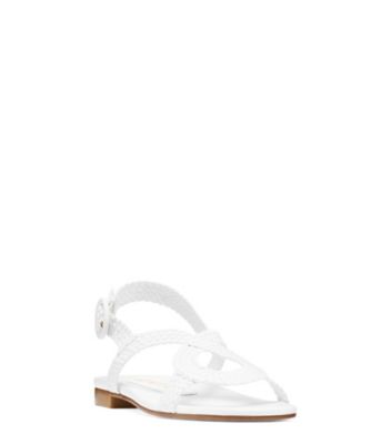 Stuart Weitzman,TEODORA,Sandal,Cuir tissé,Blanc