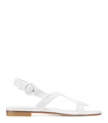 Stuart Weitzman,TEODORA,Sandal,Cuir tissé,Blanc