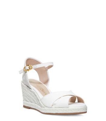 Stuart Weitzman,Mirela Espadrille Wedge,Sandal,Canvas,Cream,Side View