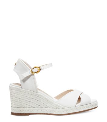 Stuart Weitzman,Mirela Espadrille Wedge,Sandal,Canvas,Cream,Front View