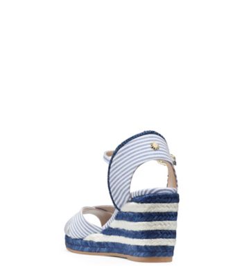 Stuart Weitzman,MIRELA STRIPES,Sandal,Toile à rayures,Bleu pâle céruléen,Back View
