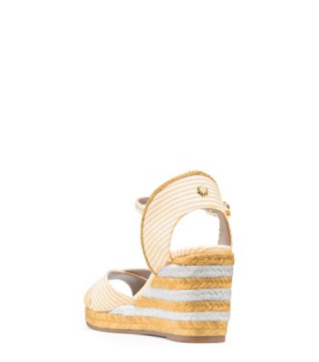 Stuart Weitzman,MIRELA STRIPES,Sandal,Toile à rayures,Jaune tournesol
