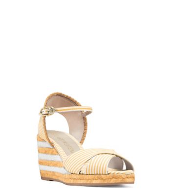 Stuart Weitzman,MIRELA STRIPES,Sandal,Toile à rayures,Jaune tournesol