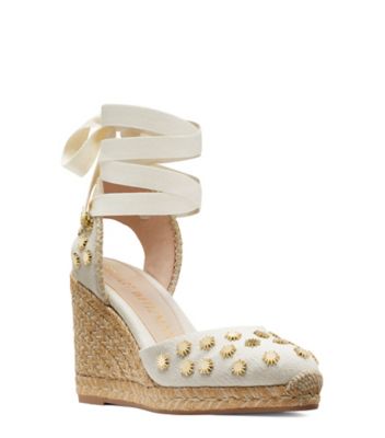 Stuart Weitzman,MARGUERITA STARS,Sandal,Toile,Naturel