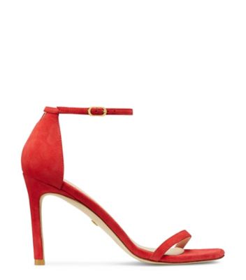 Stuart Weitzman,AMELINA 95,Sandal,Suède,Rouge Lipstick,Front View