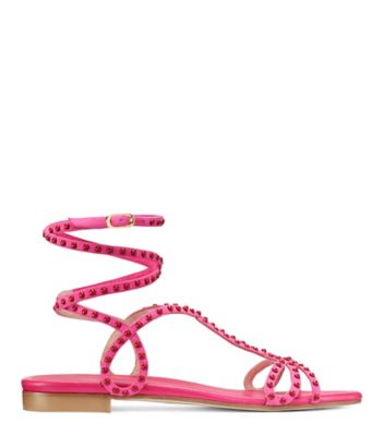 VIP【関税送料無料】希少 STUART WEITZMAN HOT PINK SANDALS Stuart Weitzman hot pink Strap Open Toe Heel With Pearl