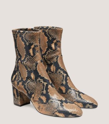 Stuart Weitzman,YULIANA 60,Bootie,Cuir embossé extensible à imprimé python,Gingembre