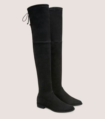 Stuart Weitzman,LOWLAND,Boot,Stretch suede,Black,Angle View