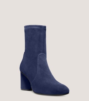 Stuart Weitzman,MARGOT 75,Suede,Leather,Rubber,Bootie,Sock,Day Party,Navy