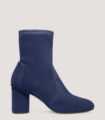Stuart Weitzman,MARGOT 75,Suede,Leather,Rubber,Bootie,Sock,Day Party,Navy