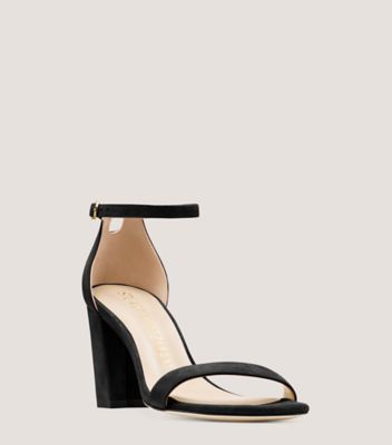 Stuart Weitzman,NEARLYNUDE,Sandal,Suede,Black,Side View